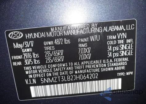 2018 Hyundai Santa Fe Sport 2.4L из США, поврежденный, VIN 5NMZT3LB2JH064202